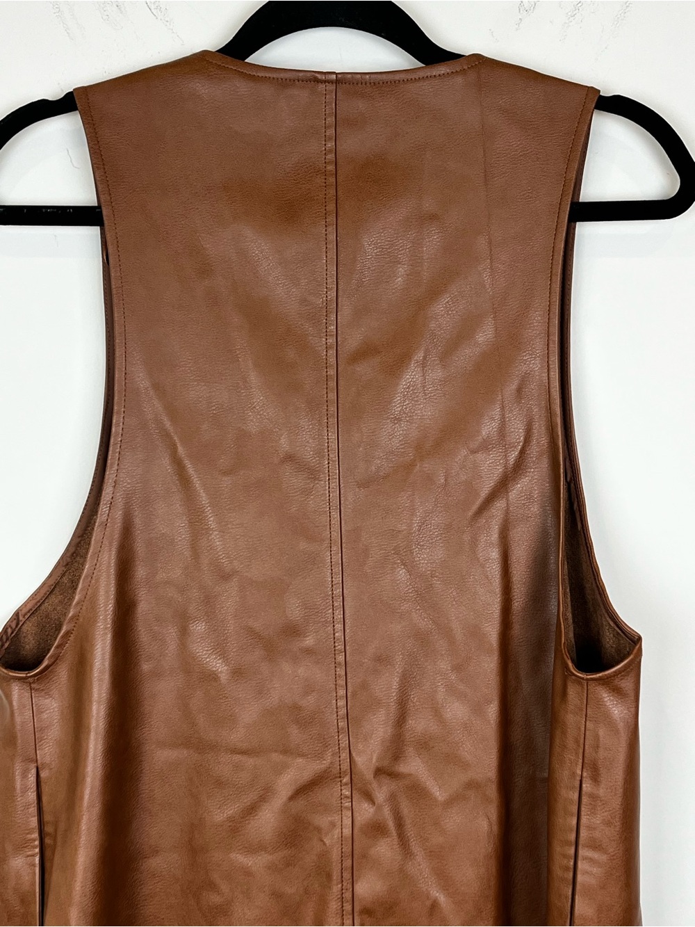 Zara Brown Faux Leather Button-Front Vest Pinafore Dress Size XS - Picture 15 of 15
